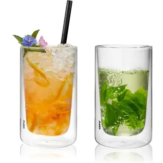 GEFU 2er Set Thermoglas MIRA 350 ml - Doppelwandige Kaffeegläser | Borosilikatgläser mit Schwebeeffekt für Latte Macchiato und Tee, Hitzebeständig, Mikrowellengeeignet & Spülmaschinenfest