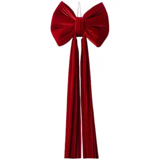 Riesige Schleife für den Weihnachtsbaum, extra große rote Weihnachts-Samtschleife, riesige Schleife, Weihnachtsbaumspitze, vorgebunden, große, Wiederverwendbare Verzierung für den Urlaub drinnen