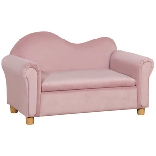 HOMCOM Sessel Kindersofa mit Stauraum, Spielsofa für Kinder, Rosa (Set, 1-St., Zweisitzer für Kinder 3-5 Jahre), 84L x 41.5B x 48.5H cm rosa