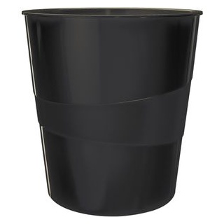 Leitz Papierkorb WOW 5278-10-95 Duo Colour, schwarz, rund, aus Kunststoff, 15 Liter