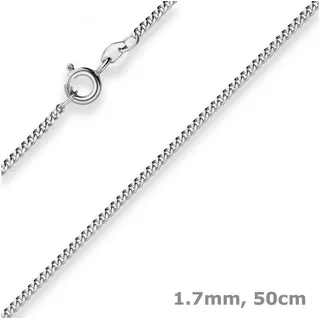 Schmuck Krone Goldkette 1,7mm Panzerkette aus 333 Weißgold 50cm, Gold 333 silberfarben