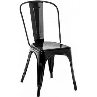 furnicato Stuhl Stapelstuhl Benedikt 44x48x89 cm Schwarz (1 St), Stapelbare Sitzgelegenheit mit Bodenschonern für die Gastronomie schwarz