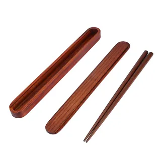 Haofy Portable Wooden Chopsticks Box Set, Japanese Style | Smooth natural wood texture, lightweight 90g design, secure snap closure keeps utensils clean, ideal for camping or office lu