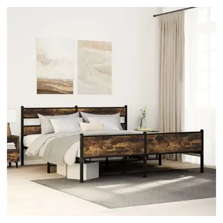 vidaXL Metallbett 200 x 200 cm Räuchereiche