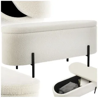 Tectake Truhenbank Bouclé Beige 96 x 36 x 43 cm