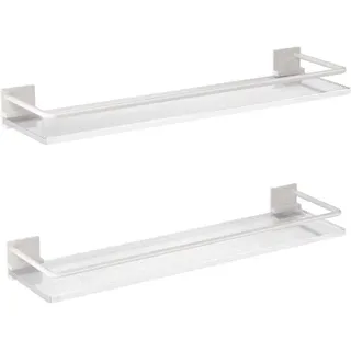 Schweberegale Aus Acryl Fürs Badezimmer – 2er-set, Wandregale Geeignet Für Wc, Küche, Waschküche, Landhaus, Zur Aufbewahrung/dekoration (weiß) – Crezuo