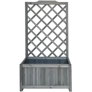 Hti-Living Pflanzkasten mit Rankgitter 100 x 40 x 80 cm Grau