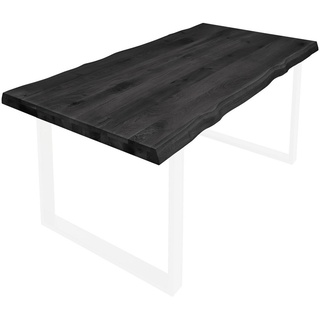 Valdera Tischplatte, Schwarz, Holz, Wildeiche, massiv, rechteckig, 100x6x220 cm, Esszimmer, Tische, Esstische, Tischsysteme