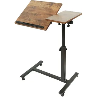 Drumm Betttisch für Laptop,Schrebitisch,Betttisch mit Rollen,höhenverstellbar,mit abschließbaren Rollen,Stehtisch,mobiler Computertisch,Faltbar (Braun (60.34.5.58/90cm))