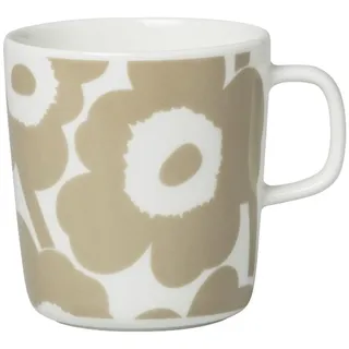 Marimekko - Unikko Mug - Tasse/Kaffeetasse - Steinzeug - Weiss/Beige - (DxH) 9,5 x 10cm - Volumen: 400ml