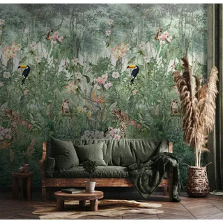 Marburg Fototapete Akela, glatt, matt, moderne Tapete für Wohnzimmer Schlafzimmer Küche grün 1,59 m x 2,7 m