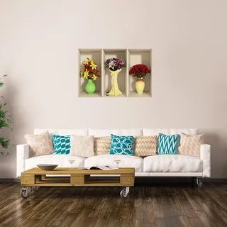3D-Wandaufkleber, selbstklebend, 3D-Effekt, Lilienblüten und Rosen, Wandaufkleber für Schlafzimmer, Erwachsene, Wandaufkleber 3D, Wohnzimmer, Wandaufkleber Trompe l'Auge, 80 x 120 cm
