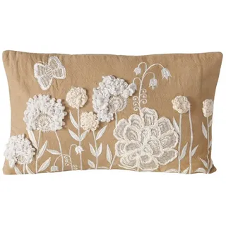 BOLTZE GRUPPE GmbH Dekokissen Besticktes Dekokissen mit Blumen MARIELLE, 49 x 29,3 cm beige