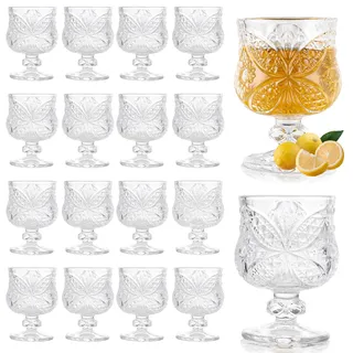Oungy 18 Stück Schnapsgläser mit Stiel, 1,5oz/45 ml Likörgläser mit Stiel, 4 cl Eierlikör Gläser aus Glas, Klare Limoncello Gläser, Portwein Gläsere Espresso Martini Gläsere, Kelchgläser, Likörschalen