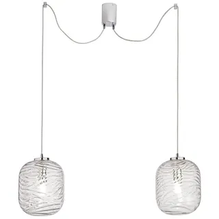 Luce Ambiente Design LED Pendelleuchte mit 2 Glasschirmen Abhängung max. 250cm, Dimmfunktion, LED wechselbar, Warmweiß, Affenschaukel Hänge-Lampe mit Leuchtmittel Esszimmerlampe für Esstisch weiß