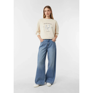 COMMA Sweatshirt beige / schwarz / naturweiß S