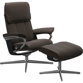 Relaxsessel STRESSLESS "Admiral" Sessel Gr. Leder BATICK, Cross Base Schwarz, Relaxfunktion-Drehfunktion-PlusTMSystem-Gleitsystem-BalanceAdaptTM, B/H/T: 84 cm x 100 cm x 73 cm, braun (brown batick) Ledersessel mit Cross Base, Größe M & L, Holzakzent Schwarz