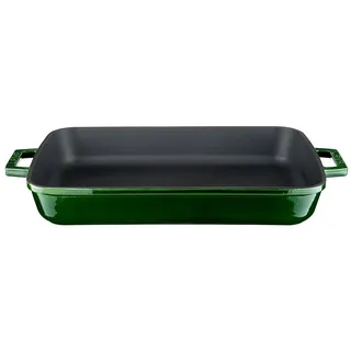 LAVA Bratpfanne LAVA Gusseisen Bräter rechteckig emailliert 26 x 40 cm, 4,86 Liter, Gusseisen (1-tlg), emailliertes Gusseisen, backofengeeignet grün