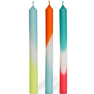 comforder Dip Dye Kerzen, 3 Stabkerzen mit Farbverlauf, 24x2,2cm (Blau Rot) | Handgetauchte Tafelkerzen, ca. 9 Std Brenndauer, Paraffin, geruchlos, Boho Skandi Vintage Deko