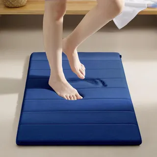 AMFUN Memory Foam Badezimmer Badeteppiche, Memory Schaum Badematte, Waschbar Badematte, 40x60CM Saugfähige Badvorleger, Maschinenwaschbar (Marineblau)