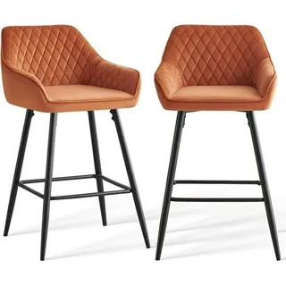 Famanu Barhocker Set von 2 mit Armlehne - Barstühle mit Metallbeinen für Küche und Terrasse