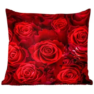 MuchoWow Dekokissen Blumen - Rosen - Rot, Zierkissen mit Kissenfüllung, Deko, Sofakissen, 50x50 cm bunt Quadratisch | 50 cm x 15 cm x 50 cm