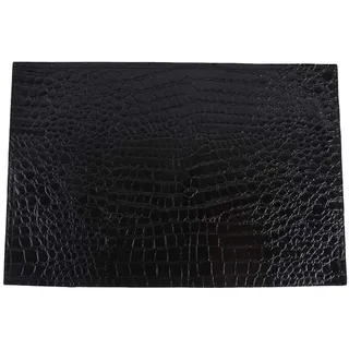 Bento Kunstleder Tischsets in Kroko Optik Leder Platzsets Waschbare Premium Tischsetsabwischbar Pflegeleicht Leder Krokoprint (4Blatt),Schwarz