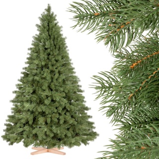 Weihnachtsbaum künstlich 180cm KÖNIGSFICHTE Premium von FairyTrees mit Christbaum Holzständer | Tannenbaum künstlich mit Naturgetreue Spritzguss Elemente | Made in EU