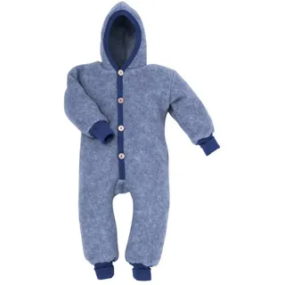 cosilana Baby Overall mit Kapuze aus Bio Wolle / Bio Baumwolle Marine-Melange 74/80