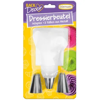 Günthart BackDecor Dressierbeutel Spritzbeutel mit Tüllen für Cremes, Sahne zum Dekorieren