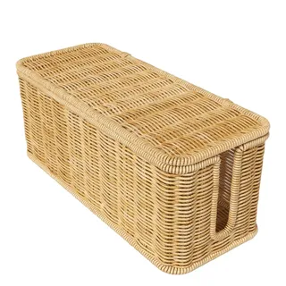 Kabelorganisator Korb - Rattan -Kabelhalter, Drahtspeicherbox | Atmungsaktives Wicker Container, abnehmbare Top -Deckel -Funktion, Dekorations -Hider -Einheit, Hidden Power Strip -Aufbewahrung für Off