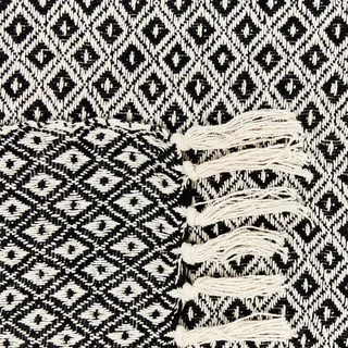 Decke Baumwolle schwarz / weiß 220 x 240 cm geometrisches Muster CHYAMA