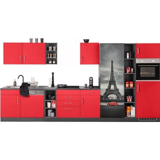 HELD MÖBEL Küchenzeile Paris, ohne E-Geräte, Breite 400 cm rot