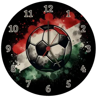 speecheese Wanduhr Fußball Ungarn Flagge Wanduhr aus MDF 26,5 cm