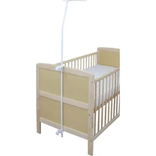 Himmelstange Himmelhalter weiß aus Metall universal für Babybett Kinderbett Gitterbett Wiege Beistellbett - Weiß