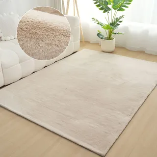 Bruno Banani Fellteppich BRUNO BANANI "Rabbit 2, Kunstfell Teppich, Modern" Gr. 2, beige, B:80cm H:25mm L:150cm, Kunstfaser, Teppiche, Fellteppich, Kaninchenfell-Haptik, sehr weich, Wohnzimmer, Schlafzimmer, Esszimmer