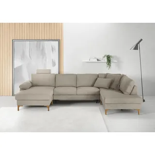 Candy Wohnlandschaft 3C CANDY "Lecce, wahlweise PUR-Schaumstoff oder Tonnentaschenfederkern U-Form", gelb, B:339cm H:86cm T:220cm, 95% Polyester, 5% Nylon, Sofas, Wohnlandschaft, Bettkasten in Umbauecke und Longchair, sowie Querschläfer im 2-Sitzer