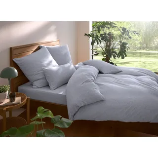 Bettwäsche OTTO HOME "Valje", grau (hellgrau), B/L: 135cm x 200cm, 1 Stk., 1 Stk., Jersey, B/L: 80cm x 80cm, 2 Stk., Jersey, Obermaterial: 100% Baumwolle, Bettwäsche, Bettwäsche, NEUHEIT: ab Größe 135x200 cm, Jersey Qualität in Melange-Optik
