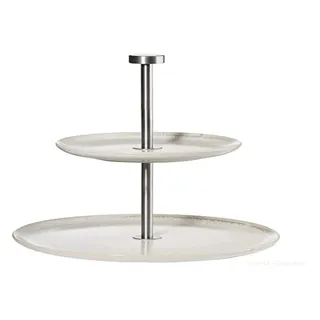 ASA, Etagere flach, 2 stufig, zwei Teller, aus Edelstahl/Keramik, Sand, D. 15/22 cm, H. 25 cm, 9252107