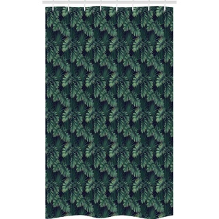 ABAKUHAUS Palme Schmaler Duschvorhang, Exotische Dschungel Laub Muster, Badezimmer Deko Set aus Stoff mit Haken, 120 x 180 cm, Jade-Grün-Marine-Grün
