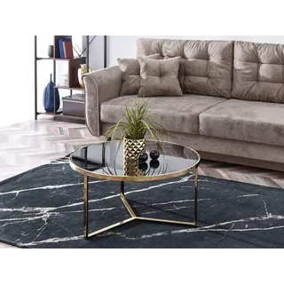 Runder Couchtisch GEOMAR - schwarzer Marmor / Gold - Schwarz/Gold