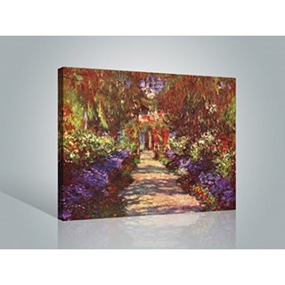 1art1 Claude Monet Poster Eine Allee In Giverny, Gartenweg, 1902 Bilder Leinwand-Bild Auf Keilrahmen | XXL-Wandbild Poster Kunstdruck Als Leinwandbild 80x60 cm