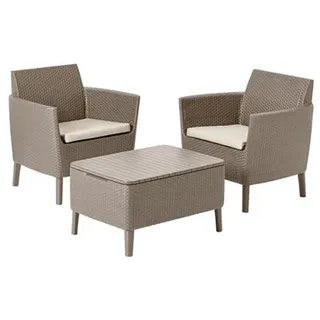KETER® Balkon-Set 2x Sessel SALEMO inkl. Kissen und 1x Tisch LUZON wetterfest