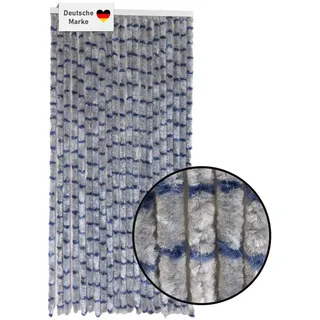 Lemodo Flauschvorhang 90x200cm grau-blau meliert, Fliegenschutz, Türvorhang Wohnwagen