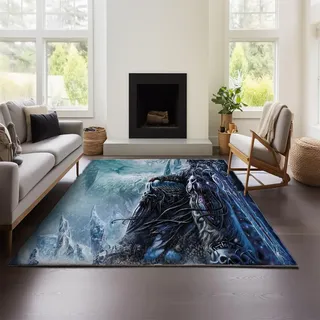 MeeTe Grauer Teppichboden, Geeignet Für Räume, Wohnzimmer, Büros Und Große Flächen, Flächendeckend, Schalldämmend, World of Warcraft-Teppich (Wow 02,120x160cm)