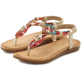 Zehentrenner LASCANA Gr. 40, bunt Damen Schuhe Strandschuhe Sandale mit elastischen Riemchen und modischer Farbgebung