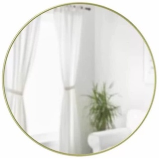 Umbra Hubba Wandspiegel - Runder Spiegel und Wanddeko für Diele, Badezimmer, Wohnzimmer und Mehr, 61 cm, Messing