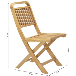 Dehner Gartenstuhl Lima, Klappstuhl aus FSC®-zertifiziertem Akazienholz, 86 x 42 x 59 cm, natur-farben