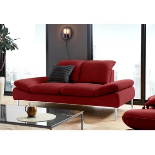 W.Schillig 2,5-Sitzer "enjoy&MORE", rot (ruby rot z59), B:232cm H:87cm T:110cm, Chenille-Flachgewebe R66 (85% Polyester, 15% Nylon);Longlife Xtra-Leder Z59: Glattleder mit modischer Prägung.