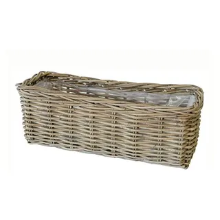 Klocke Pflanzgefäße Hochwertiger & Stabiler Pflanzkasten mit Folie - Natur Pflanzkorb Weide/Eckiger Weidenkorb/Blumenkorb - Naturbelassen - Innen & Außen (Medium: Länge 50cm)